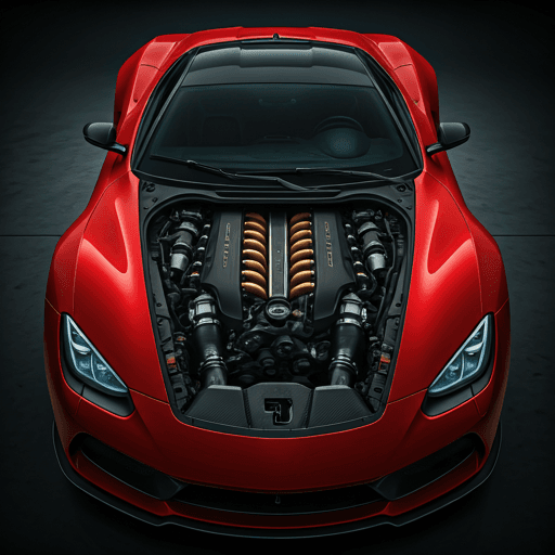Luxury car engine bay